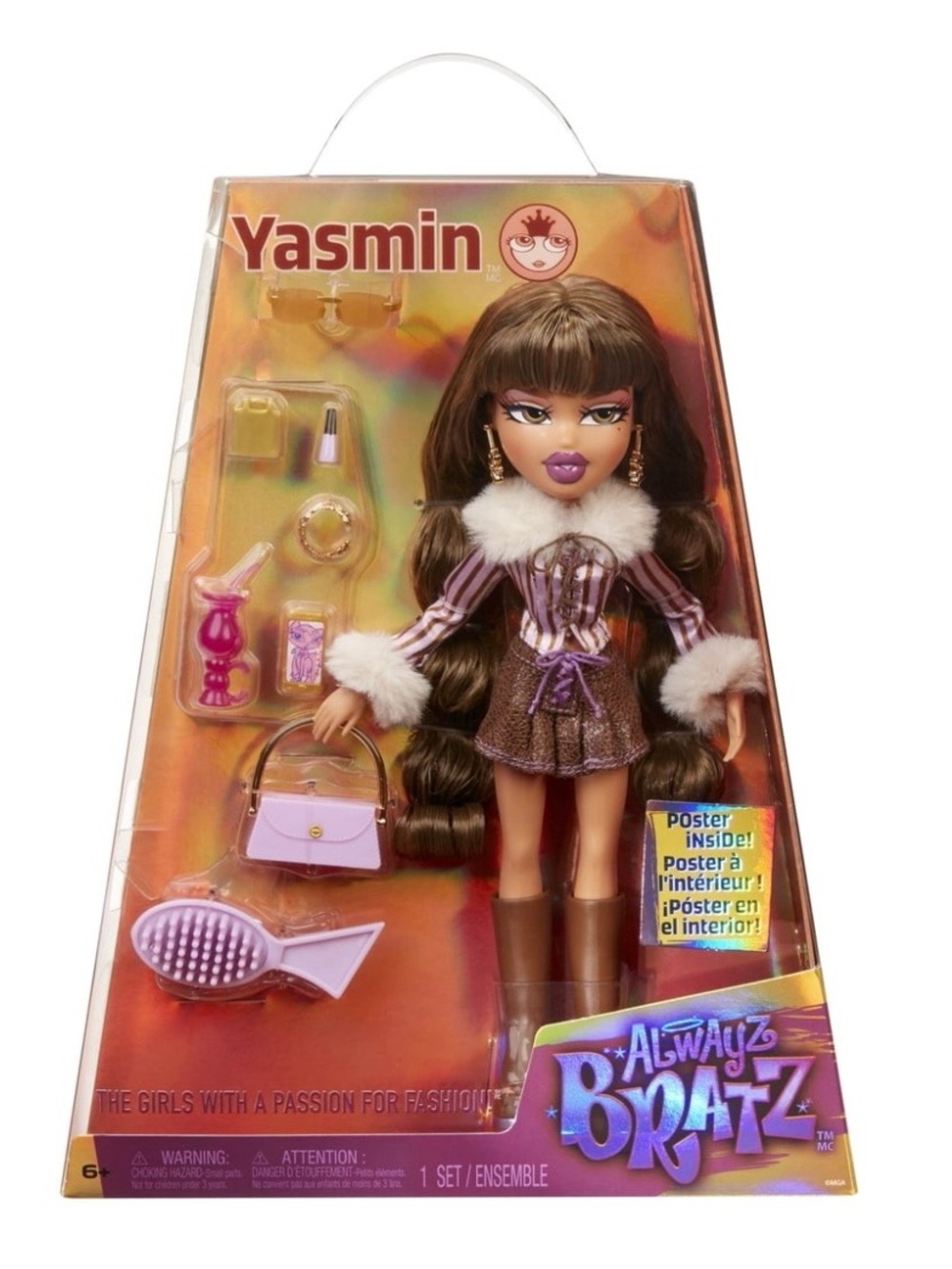 Alwayz Bratz Yasmin Fashion Doll with 10 Accessories and Poster, Multicolor